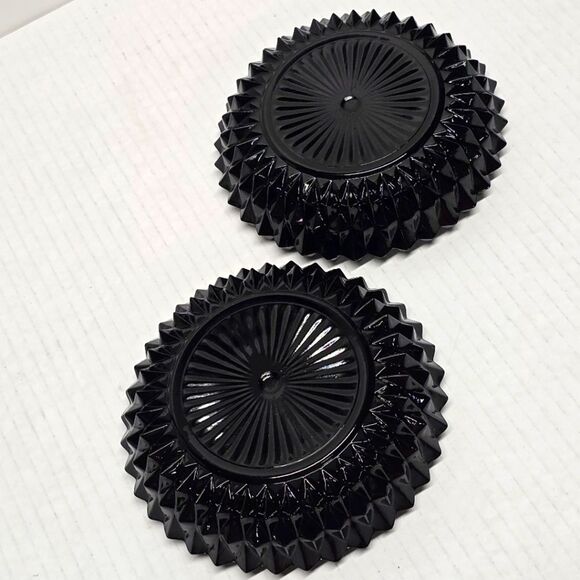 Indiana Glass Tiara Diamond Cut Black Ashtray Trinket Dish Depression Glass - Picture 6 of 8